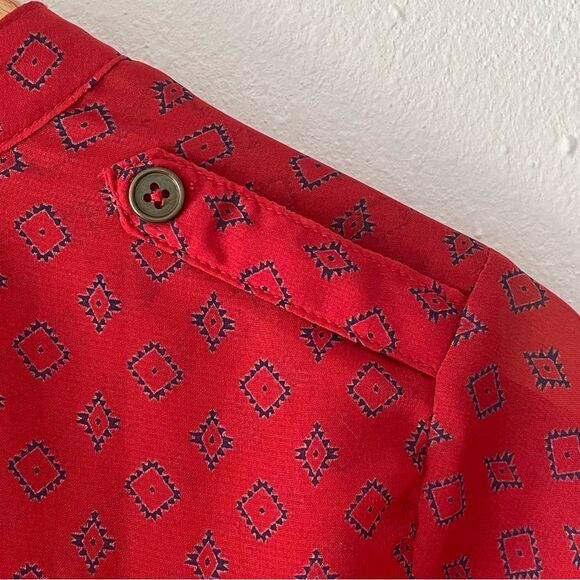 Alice Blue Stitch Fix Red Navy Native American pattern Long Sleeve Blouse Sz SP - Picture 10 of 14